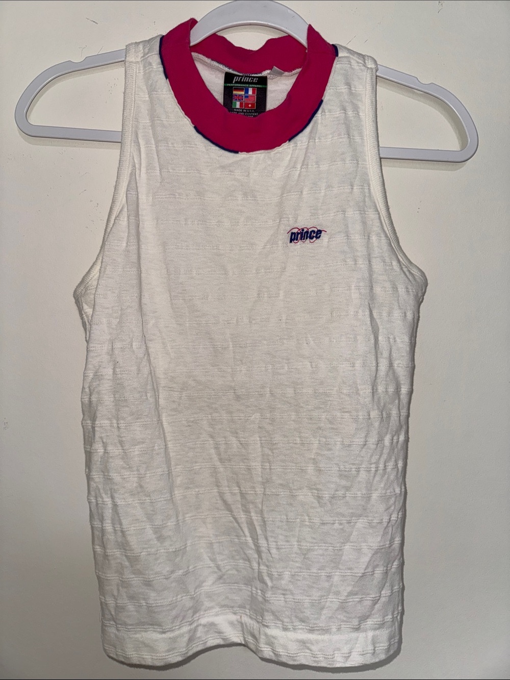 Prince White Tank with Hot Pink Crew Neck